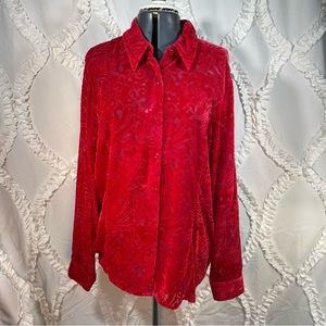 Red Velvet Burn Out, Croft and Barrow, Button up, Sz l
